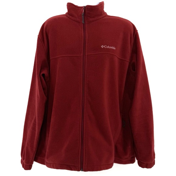 Columbia Men's Full Zip Fleece Jacket XXL Dark Red Outdoor Hiking Layer Warm - Picture 1 of 14
